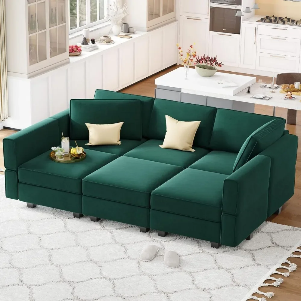 

Velvet Sectional Sofa with Chaise Lounge Sectional Sleeper Sofas with Storage Chaise Sofas Bed Couch for Living Room Green, Sofa