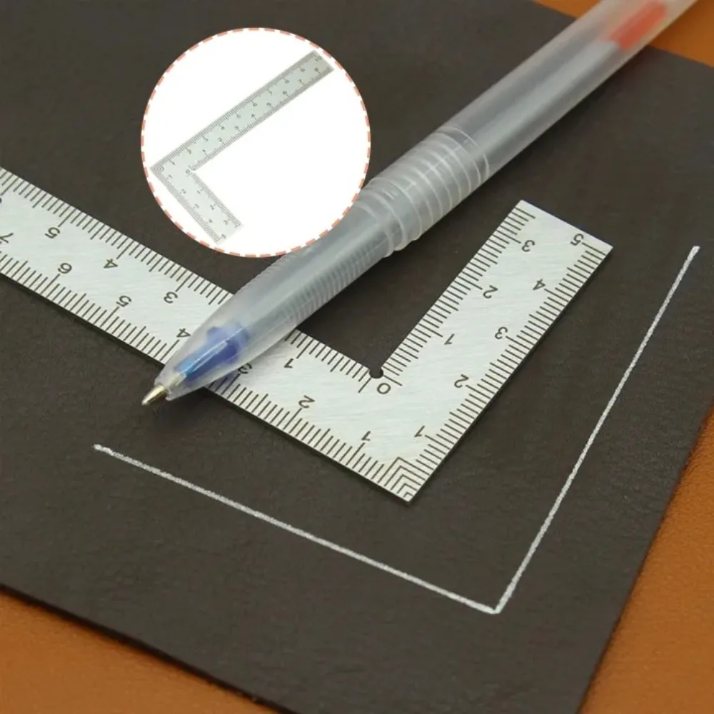 مسطرة صغيرة من الفولاذ المقاوم للصدأ على شكل حرف L على الوجهين أداة قياس عالية الدقة لتصميم الجلود المواد المعدنية #3