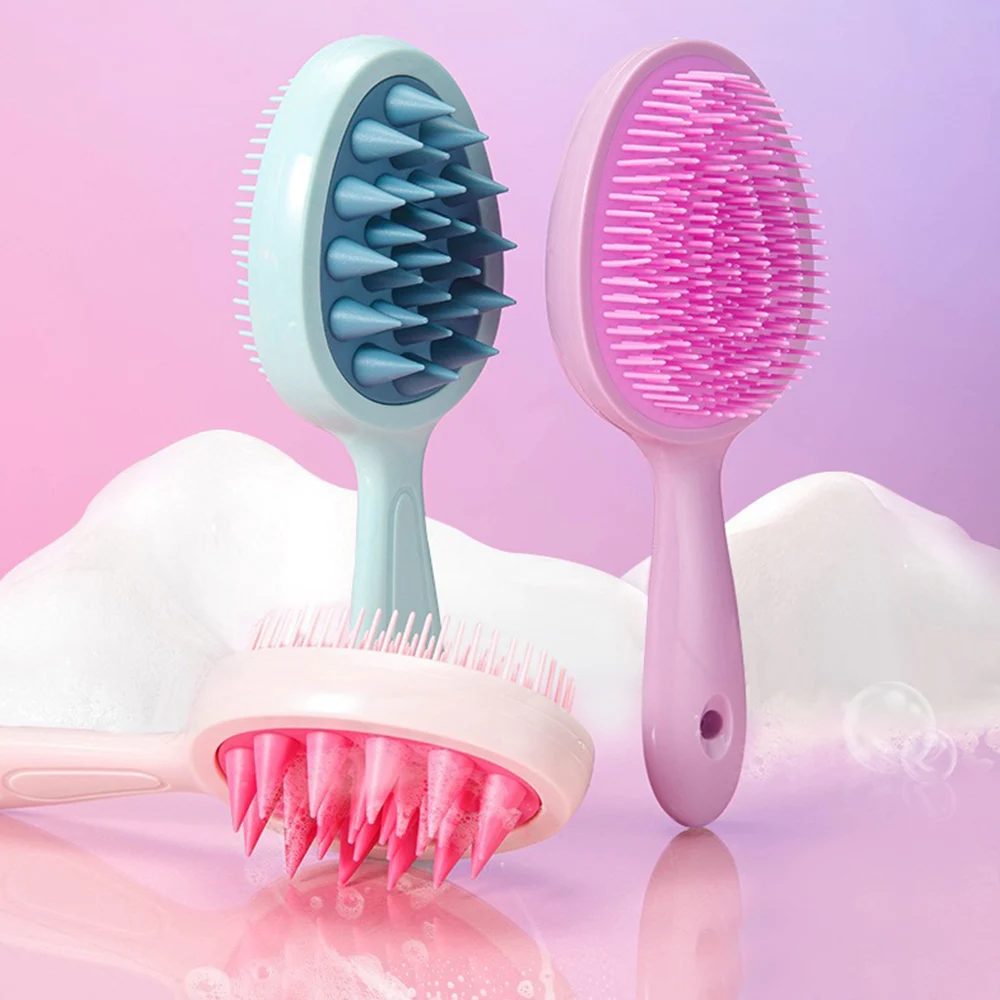 

Dry And Wet Dual-use Shampoo Comb Super Soft Scalp Massager Double Side Hair Washing Brush Hairdressing Styling Tool Long Handle