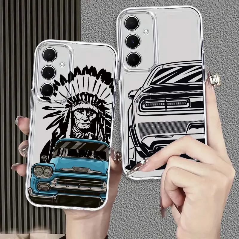 

Luxury Automotive Art Design For Samsung Galaxy S26 S25 S24 S23 S22 S21 S20 S10 Lite FE Edge TPU 5G Transparent Phone Case