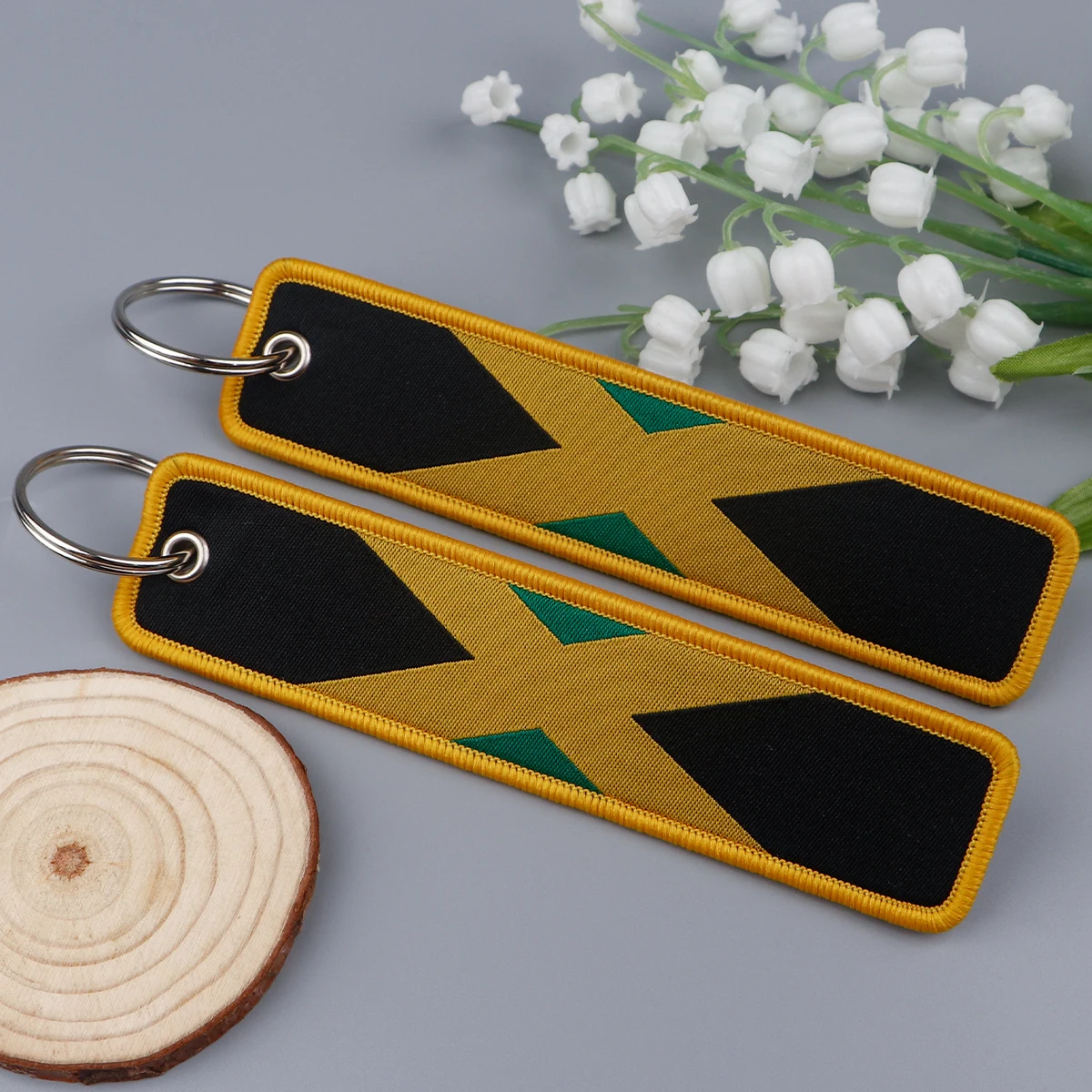 National Flags Embroidery Key Fobs Brazil France Japan Flag Key Tags Keychain For Motorcycles Cars Key Ring Accessories Chaveiro