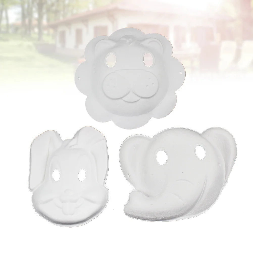 หน้ากากสัตว์ทำจากเยื่อกระดาษ 3 ชิ้น สำหรับระบายสีเอง ใช้ในงานปาร์ตี้ คอสเพลย์ งานแต่งงาน งานพรอม งานอีเว้นท์ สำหรับผู้ชายและผู้หญิง