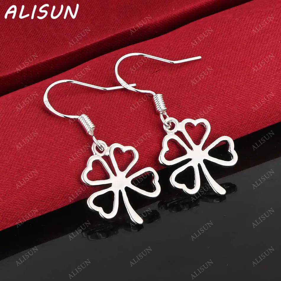 

ALISUN 925 Sterling Silver Four-leaf Clover Earrings Drop Earrings Anniversary Popular Wild Fashion Romantic Jewelry