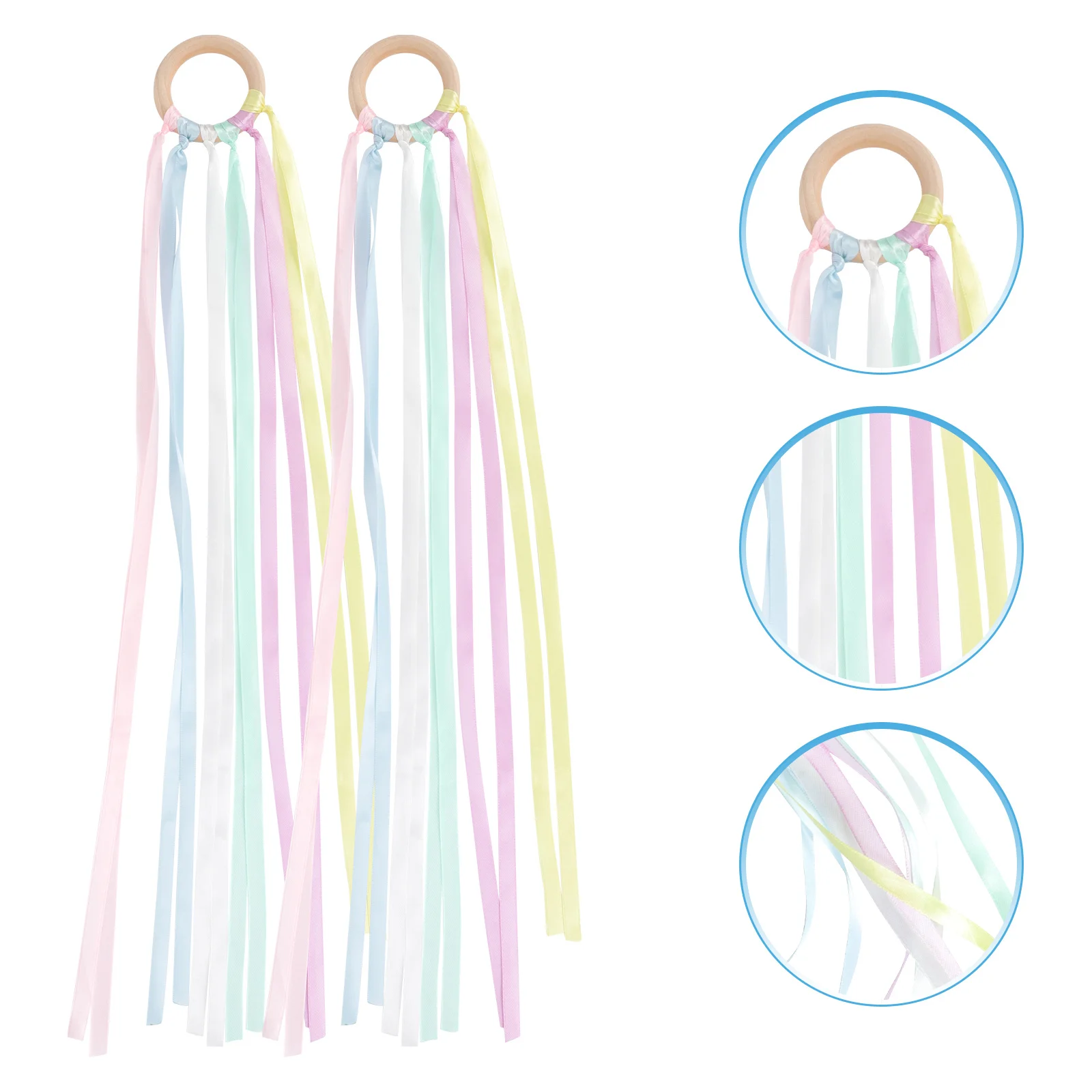 

2pcs Ribbon Streamer Ring Colorful Rainbow Handle For Early Education Rhythmic Gymnastics Supplies Performance Streamer
