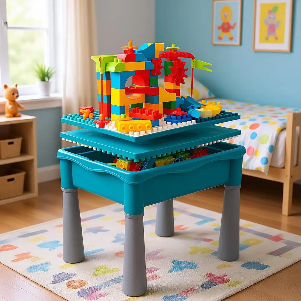 

Многофункциональный игровой стол 5-в-1 для песка и воды с хранением, двусторонний детский стол для занятий, 105 деталей для лабиринта из шариков для малышей