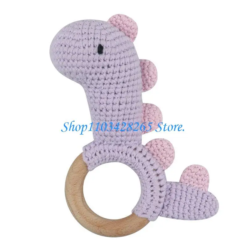 

Dinosaur Crochet Rattle Soother Wooden Teether Baby Mobile Pram Crib Grasping G2TE