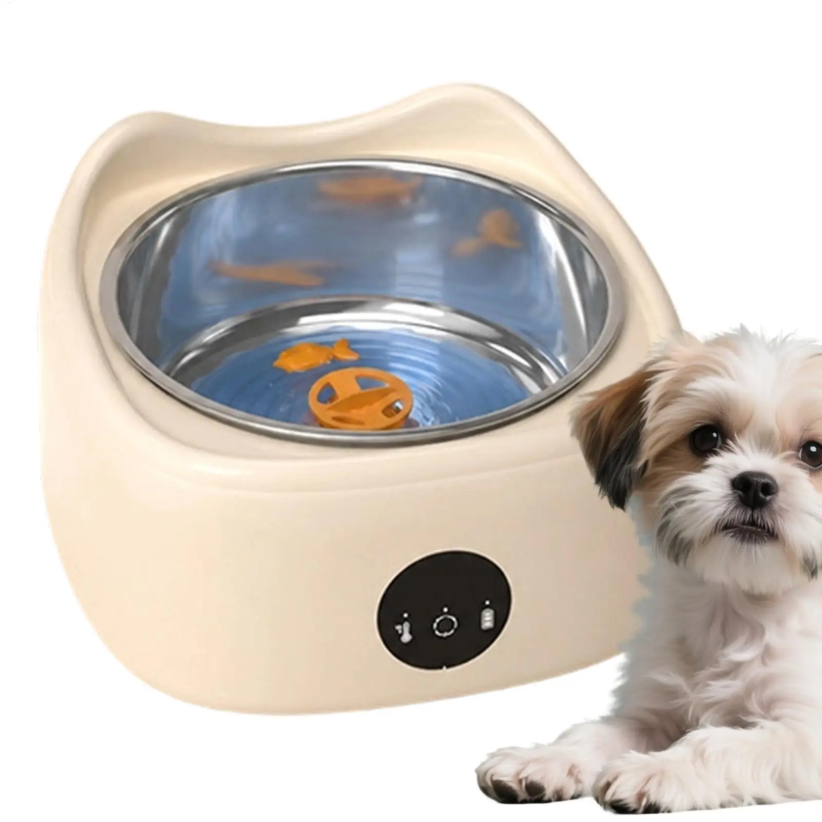 Heated Pet Bowl 3-Temp Motion-Activated Non-Slip Large Capacity Feeder Dishwasher-Safe Cat Water Dispenser for Kitten Small