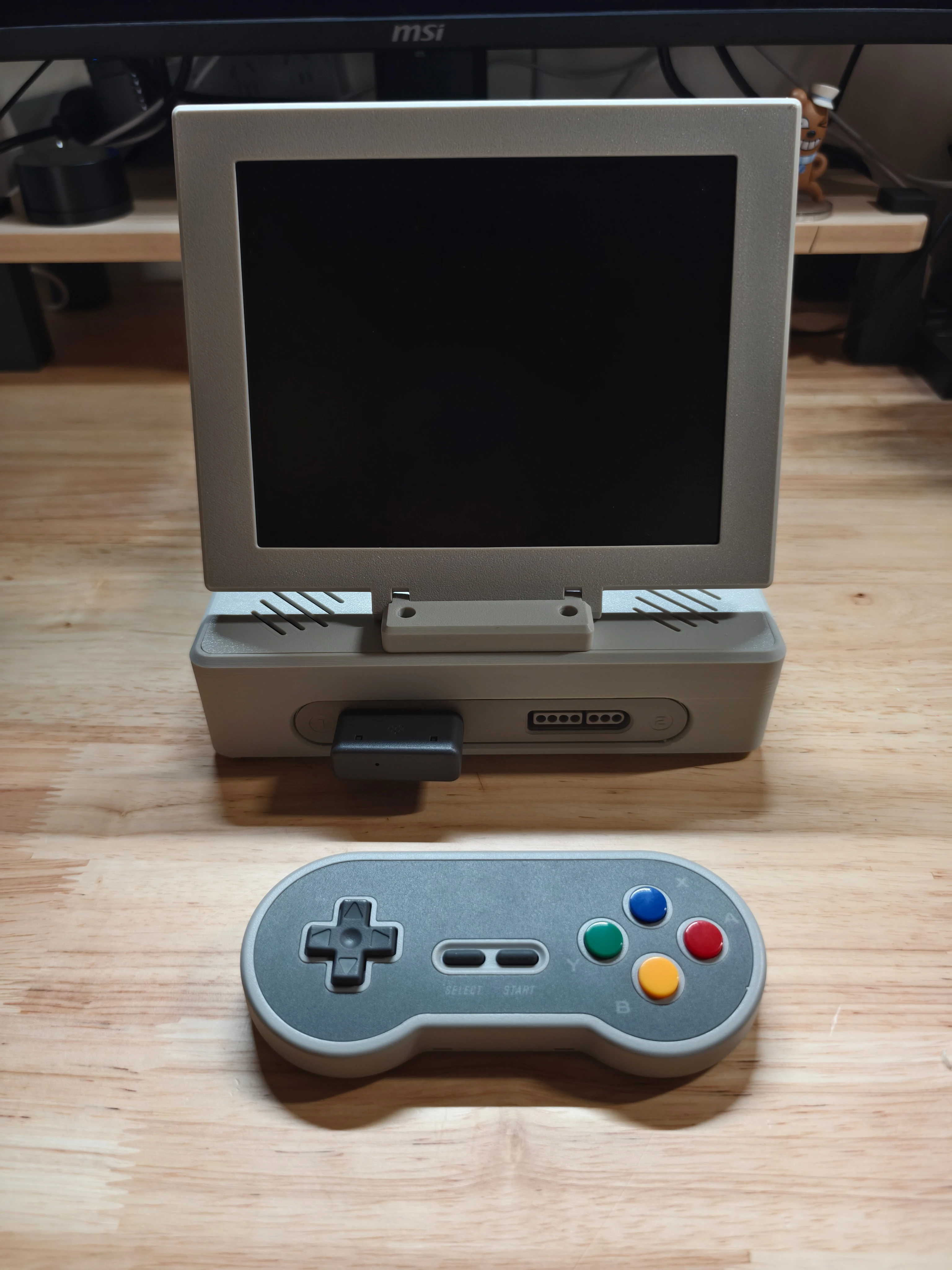 All-in-one SFC / SNES Retro Arcade Game Console With 8 Inch 4:3 LCD Monitor Built In Speakers Support Dual-screen Mode