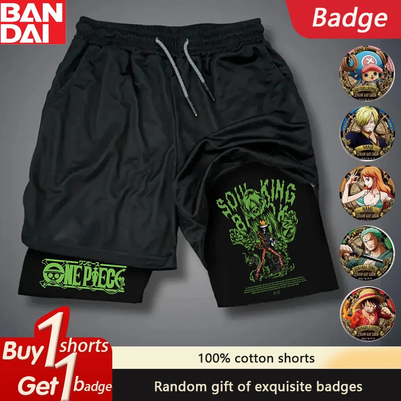 Die neuesten ONE PIECE Japanese Animation Summer Sports Double Shorts American Herren Beach Fitness Atmungsaktive Shorts