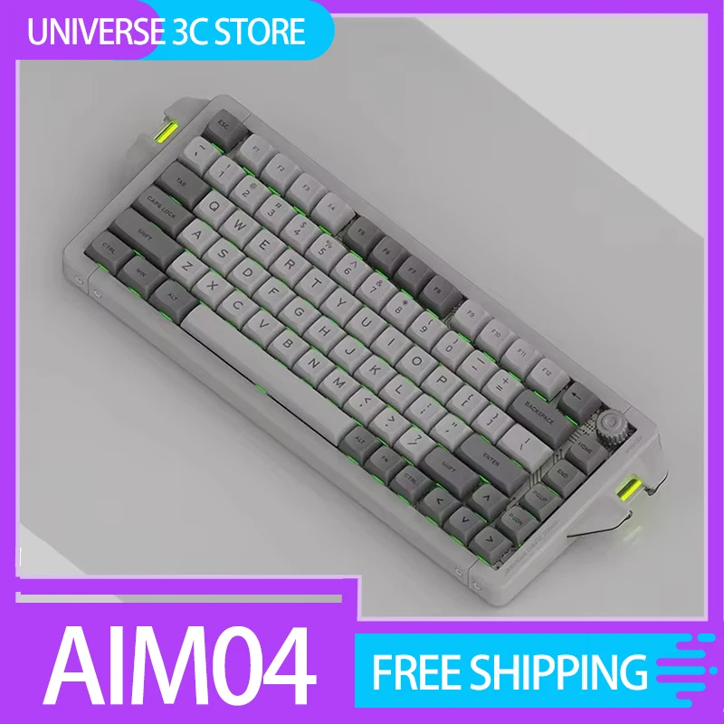 KEYSME AIM04 75/98 Mechanical Keyboard Three Mode Wireless Keyboard Aluminum CNC Gaming Keyboard Customized Pc Gamer Accessories