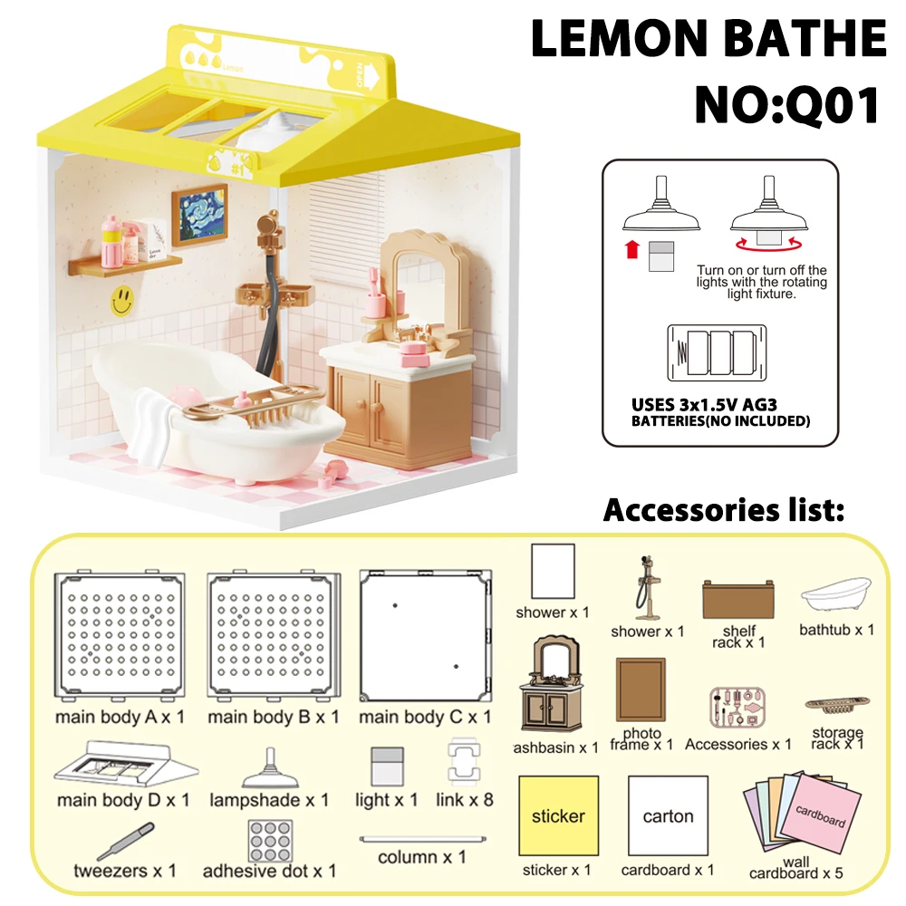 Miniatura 9 stili fai da te costruzione breadbox camera da letto bagno cucina soggiorno tema mini mobili set di montaggio creativo giocattolo 3D regalo