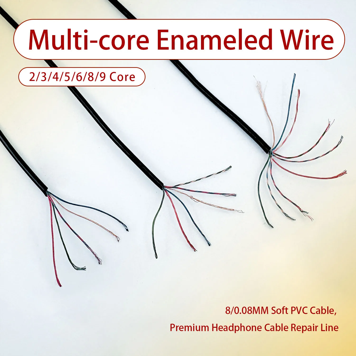Multi-core Enameled Wire 2/3/4/5/6/8/9 Core 8/0.08MM Soft PVC Cable, Premium Headphone Cable Repair Line