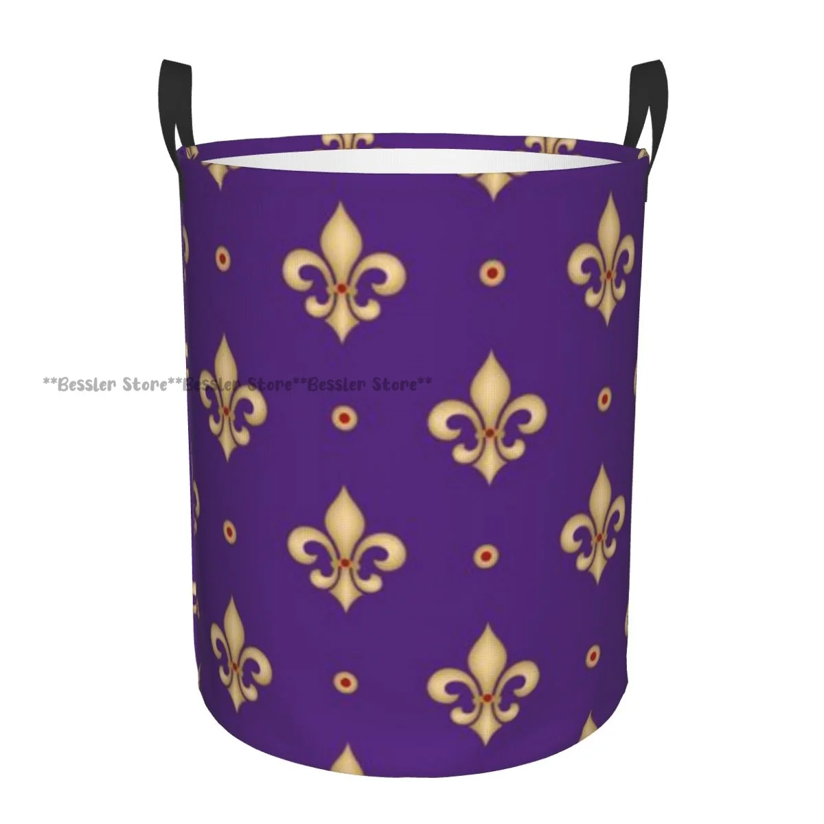 Dirty Laundry Basket Fleur De Lis Folding Clothing Storage Bucket Home Waterproof Organizer