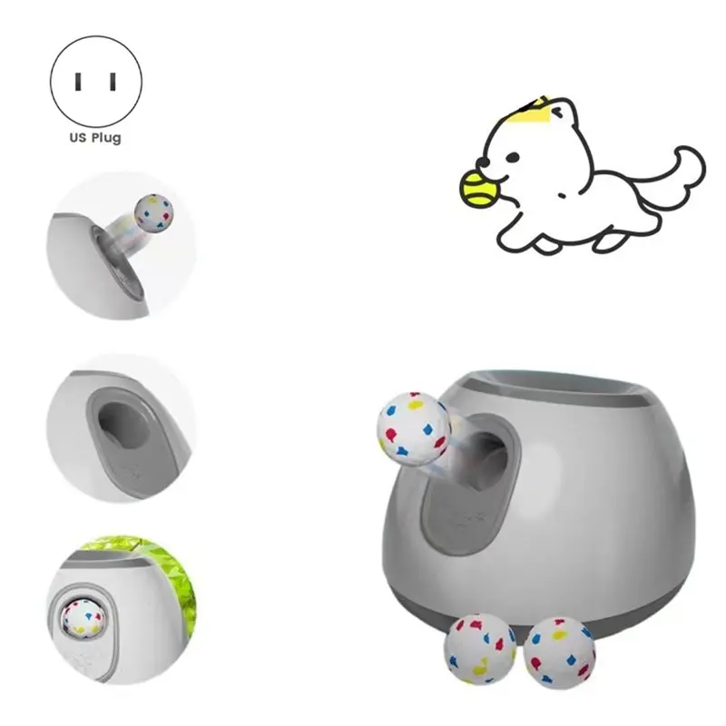 DTA4-Automatic Dog Ball Launcher - Outdoor Tennis Ball Thrower For Small Pets US Plug