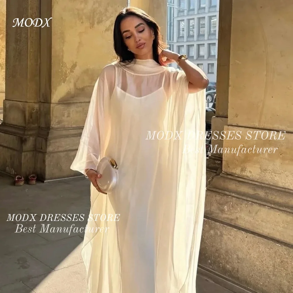 

MODX Elegant White Organza Wedding Dress Cape Spaghetti Straps Bridal Gown Floor Length Vestidos Novias Boda Women Customized