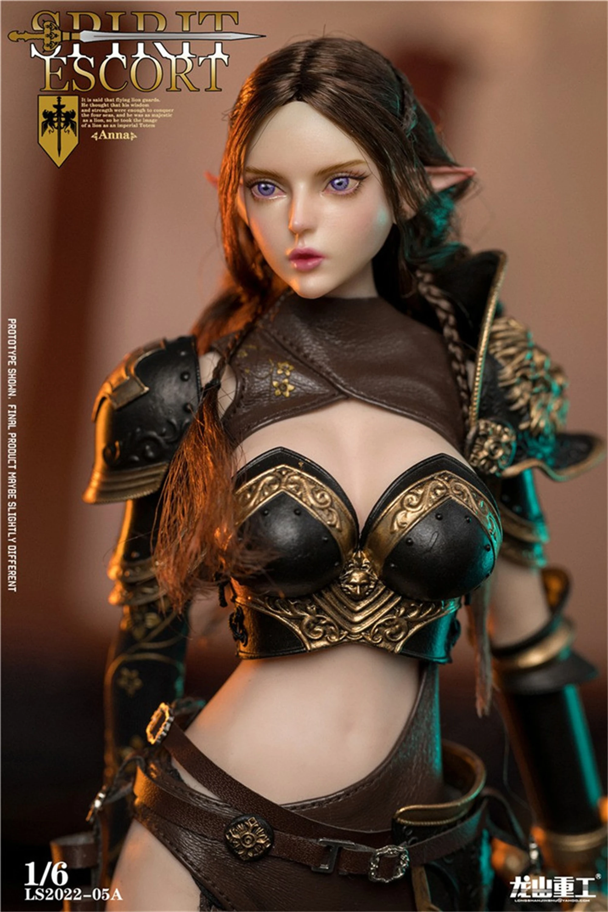 SL2022-05A 1/6 Scale Elf Guard Anna Black Suit Armor Action Figure 12inches Collection Model