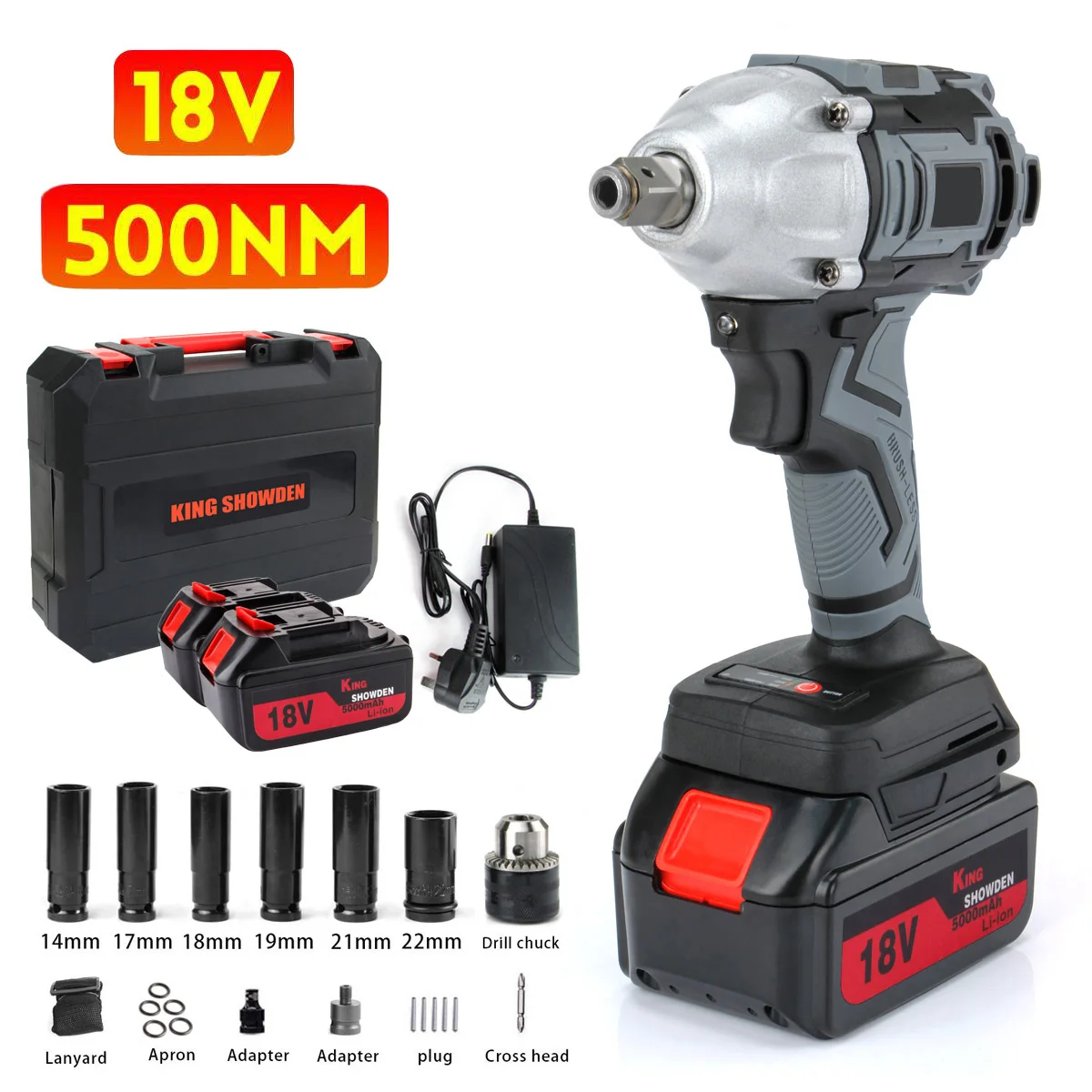 

600nm 18V Cordless Electric Screwdriver Speed Brushless Impact Wrench Rechargable Drill Driver LED Light For Makita Battery