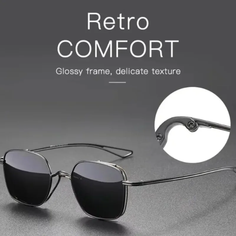 2026 trend model pure titanium gold driving eyeglass frame - no nose pads, luxurious design, suitable for both men and women