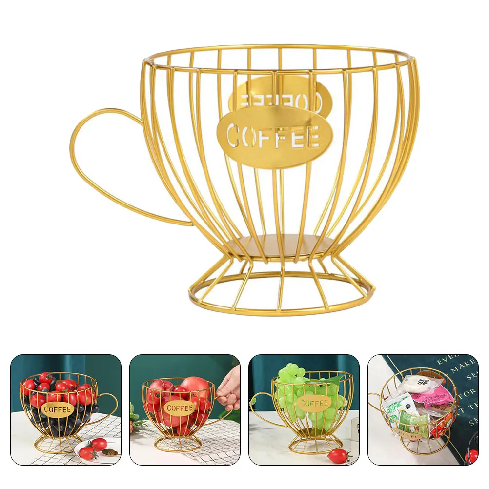 

Fruit Basket Storage Wire Baskets Nordic Draining Wrought Iron Organizer Creative Hollow Design Kitchen Bar Decor