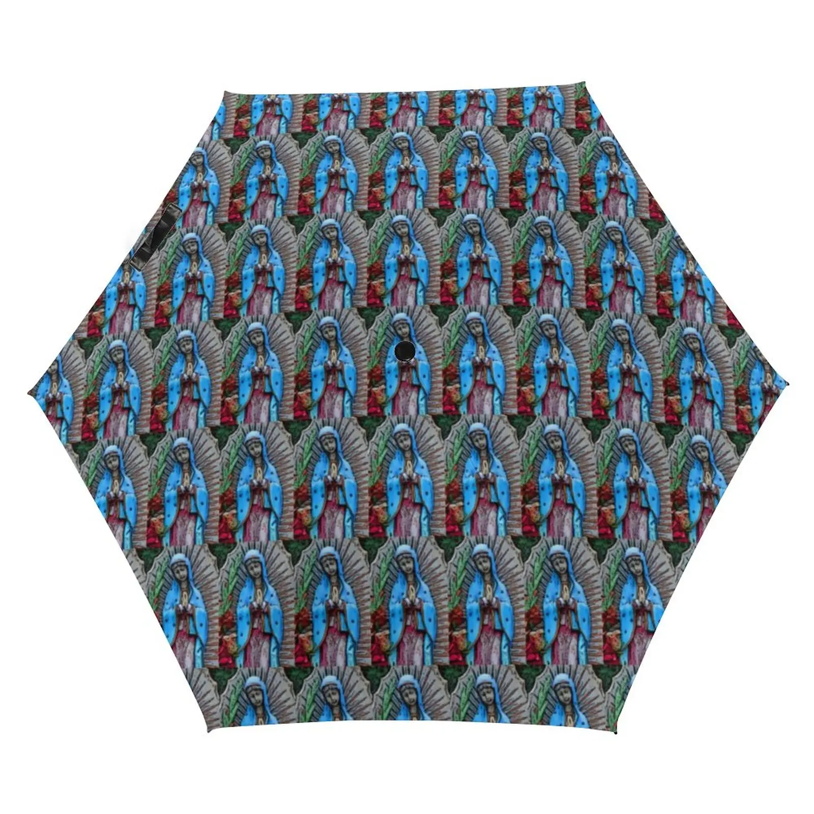 Our Lady of Guadalupe Pocket Umbrella Virgin Mary Umbrella UV Protection 3 Fold Non Automatic Umbrellas for Male Female