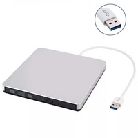 PC Laptop External USB 3.0 DVD RW CD Writer Portable Optical Drive Burner Reader Player Tray Black/white Adapters