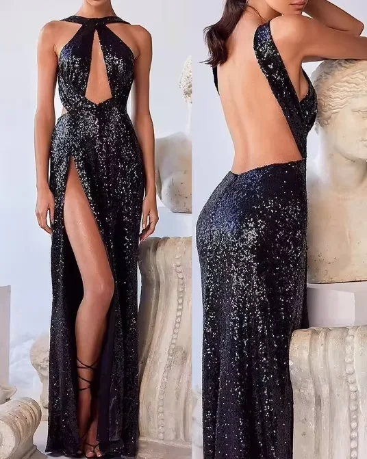 

Women's Dress 2025 Women's Summer Latest Hot Selling Round Neck Half Sleeved Backless Strapless Sexy High Waisted Tie Dye Dress