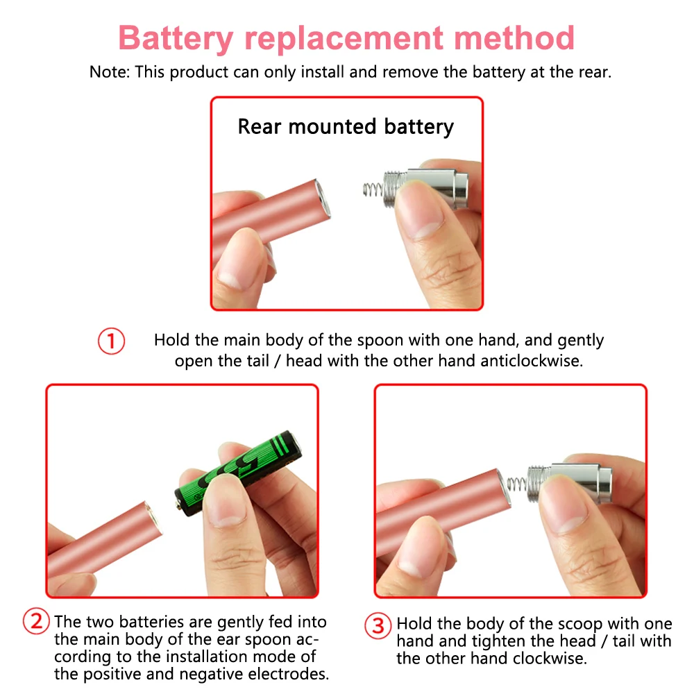 LED FlashLight Earpick Ear Cleaning Light Earpick Spoon Ear Curette Light Spoon with Magnifier Ear Wax Removal Ear Cleaning Tool