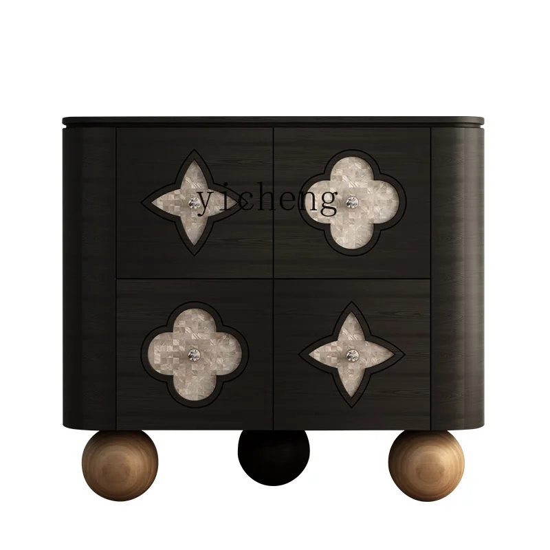 XL Lucky Four-Leaf Clover Sideboard Cabinet Solid Wood Storage Cabinet Storage Cabinet Black Furniture