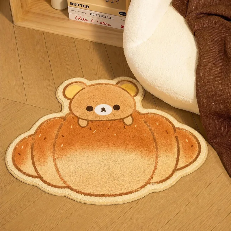 Rilakkuma Thickened Absorbent Plush Floor Mat Cartoon Bear Non Slip Door Rug Bedroom Bathroom Entrance Carpet Bedside Doormat view 3