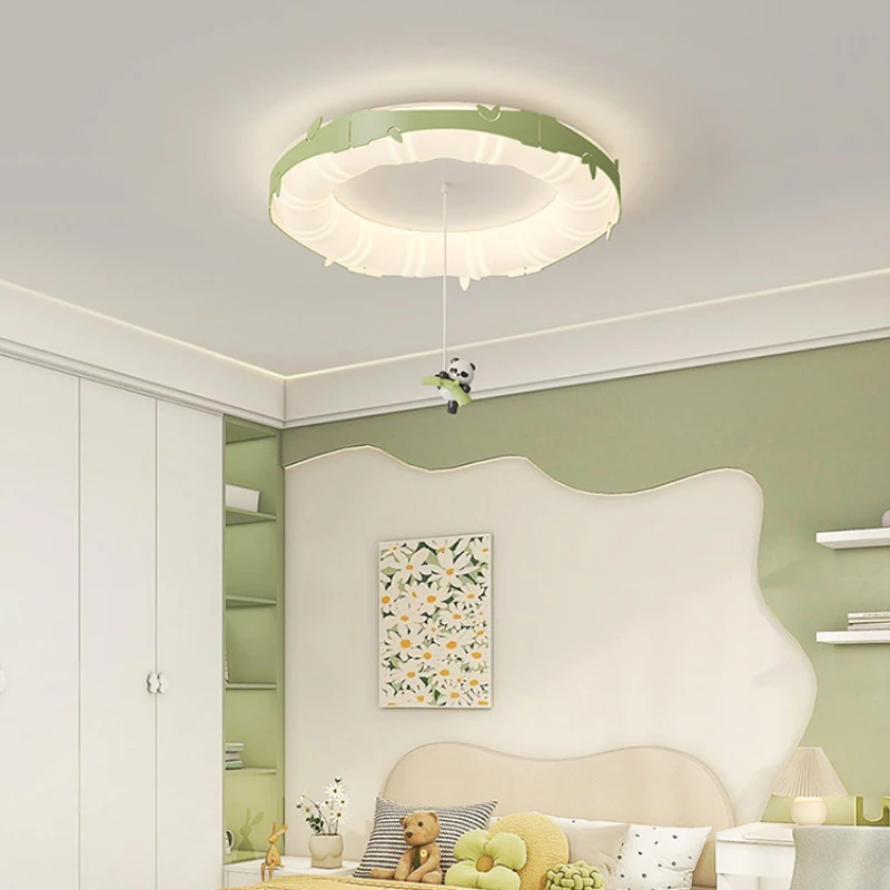 

Children's Room Baby Room Ceiling Lamps Panda Green Bamboo Lamp Creative Romantic Warm Nursery Boy Girl Bedroom Ceiling Lights