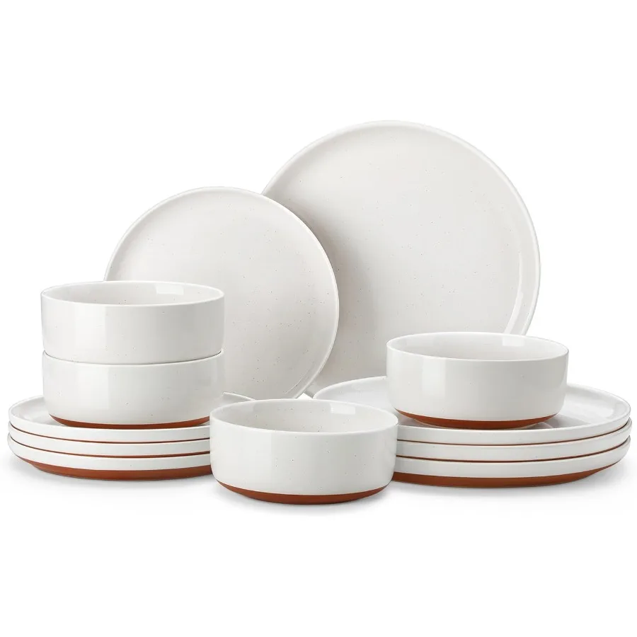 

Plates and Bowls Sets 12 Pieces Modern Stoneware Dinnerware Set for 4 Kitchen Dinner Set Ceramic Dishware Dishes Set Microwave