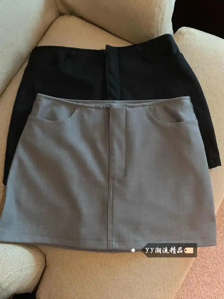 

Женская серая мини-юбка-шорты, винтажная юбка трапециевидной формы с низкой талией Y2k, корейские мини-юбки в стиле Харадзюку, модная одежда 2000-х годов, лето 2025