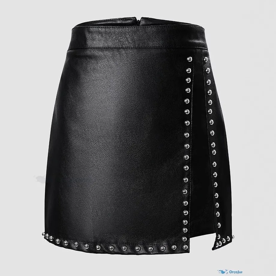 Women's Solid Color Faux Leather Mini Skirt Bodycon Zipper Metal Decor Stylish Sexy Elegant Commute Versatile Casual Comfortable