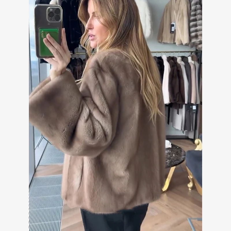 Luxury Faux Fur Maxi Coat Chic Open Front Stand‑collar Long Sleeve Oversized Outerwear Winter Women Fashion Autumn Warm 2026 New