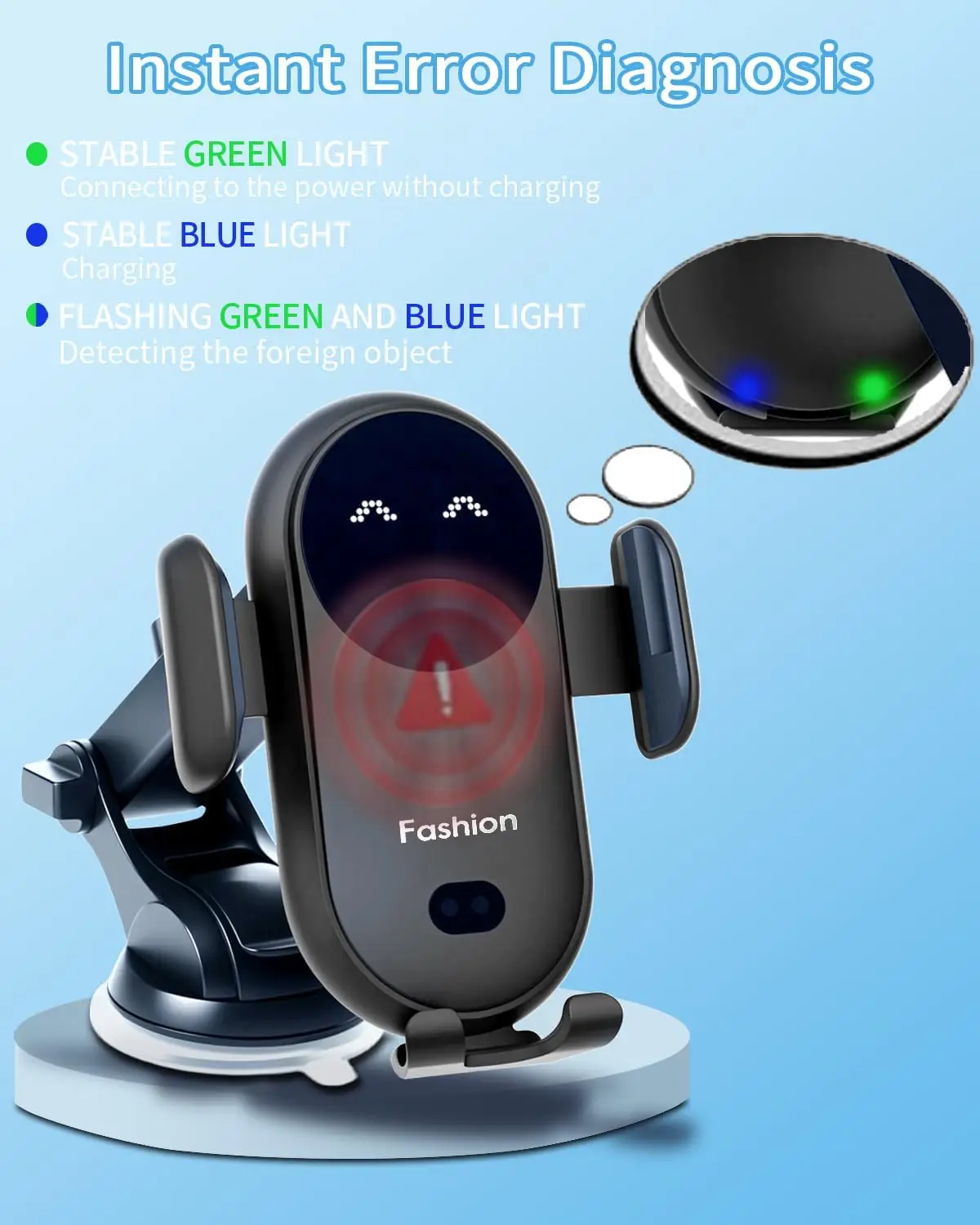 Wireless Car Charger Stand Fast Charging with Infrared Auto Clamp  for iPhone 17 Samsung Phone Mount (Vent/Dashboard/Windshield) view 6
