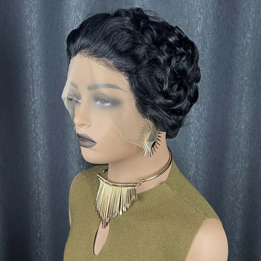 ショートアフロローズキンキーカーリー人毛フルマシンウィッグふわふわ弾むウィッグ自然な見た目カジュアルウィッグ黒人女性向け