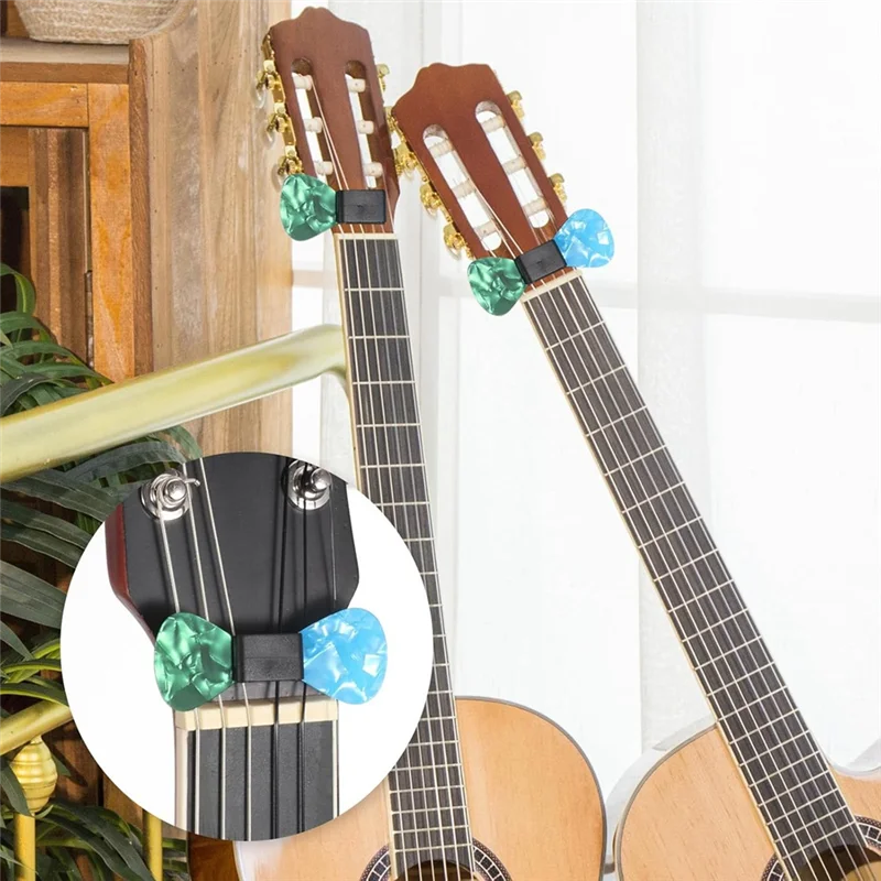 ABVE-Rubber Guitar Headstock Pick Holder(6 Pack) For Acoustic Guitars, Bass Ukulele–Easy To Attach