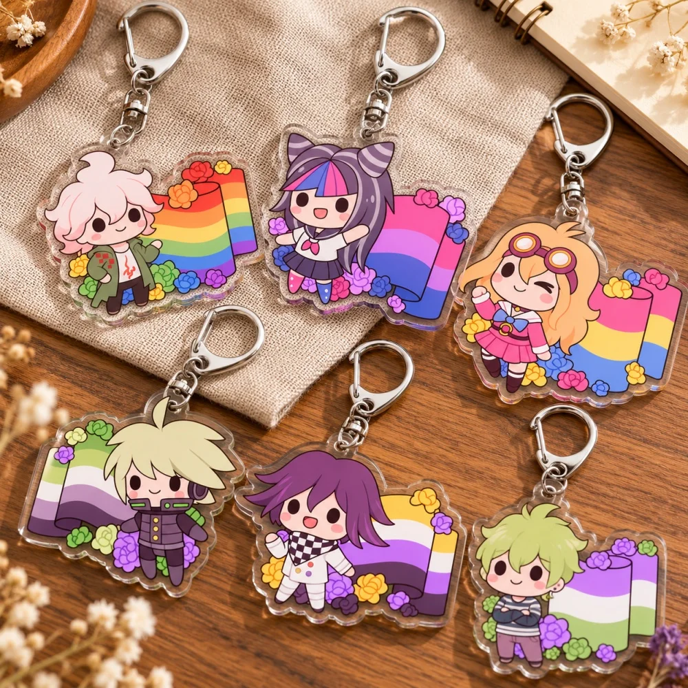 Cartoon Chibi Danganronpa Keychain Accessories Bag Charms Women Keyrings Jewelry Fans Freinds Gift