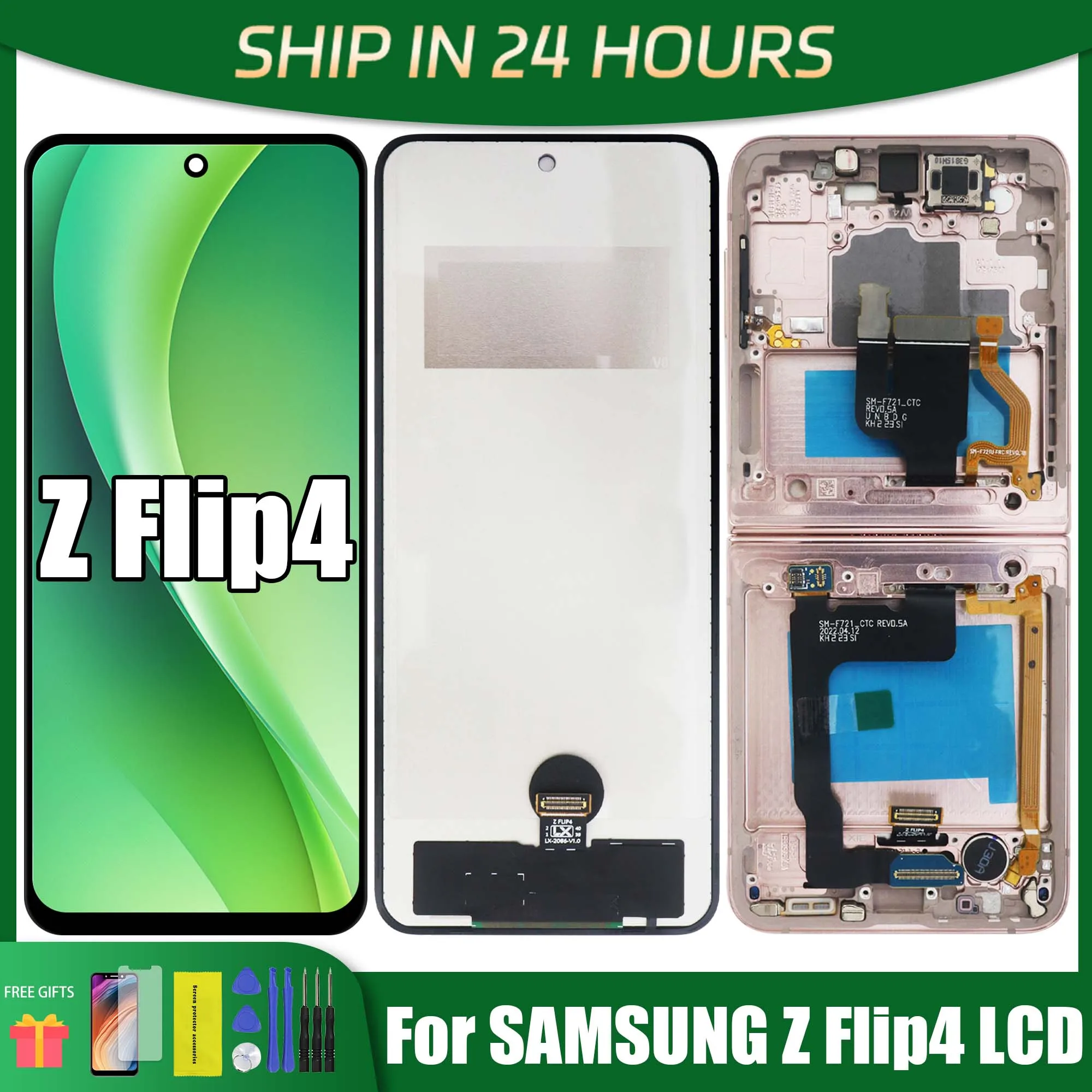 tft-663-high-quality-lcd-for-samsung-z-flip4-sm-f721-f721b-display-touch-screen-digitizer-assembly
