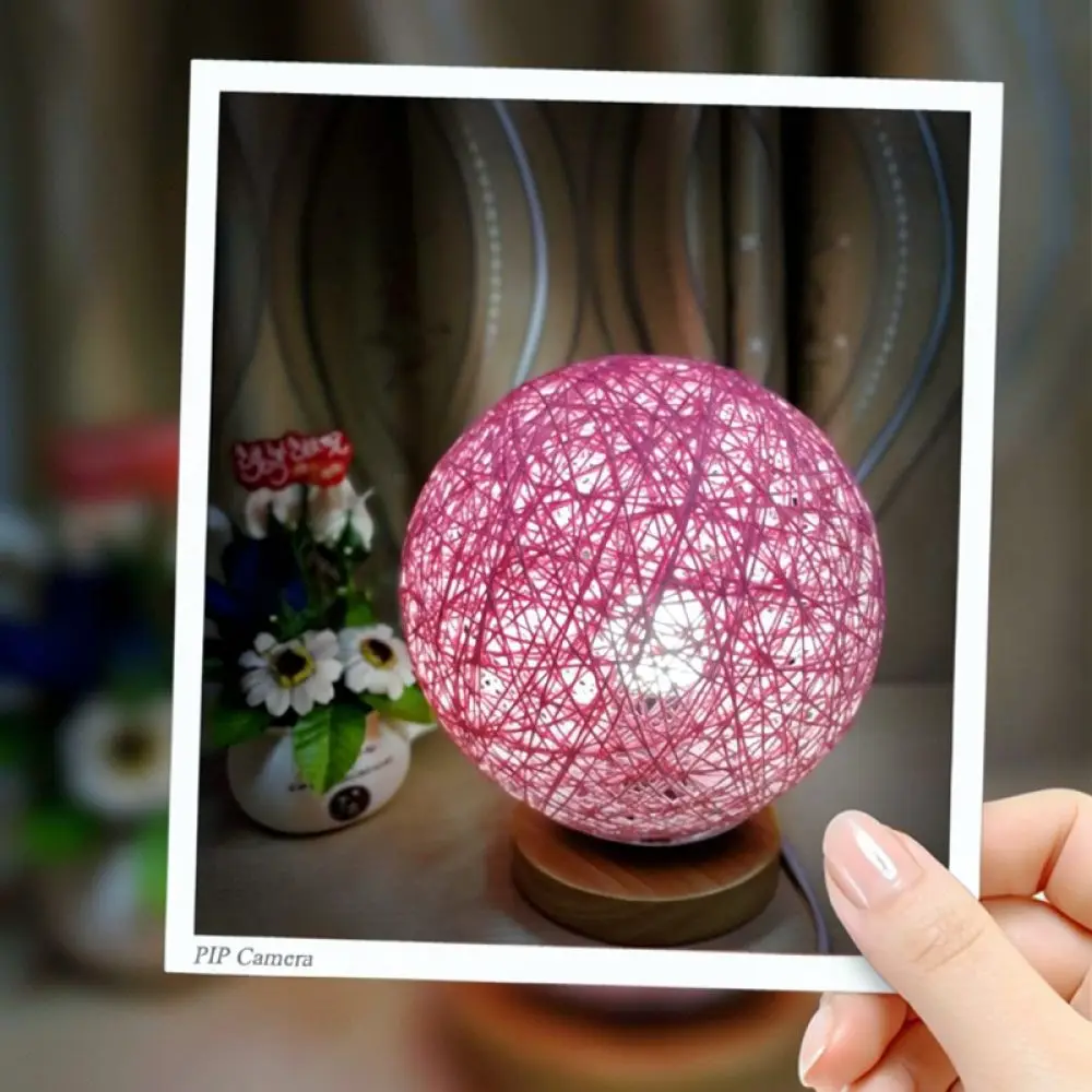 Rattan Ball Table Lamp Wooden Base Minimalist Bedside Night Light Modern Decorative Desk Lighting Bedroom Home Decor