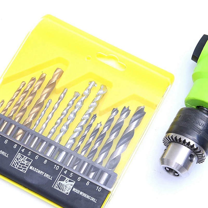 Multi Metric Drill Bits 16Pcs, HSS Twist Drill Bits 6Pcs, Masonry Drill Bits 5Pcs, Wood Working Drill Bits 5Pcs