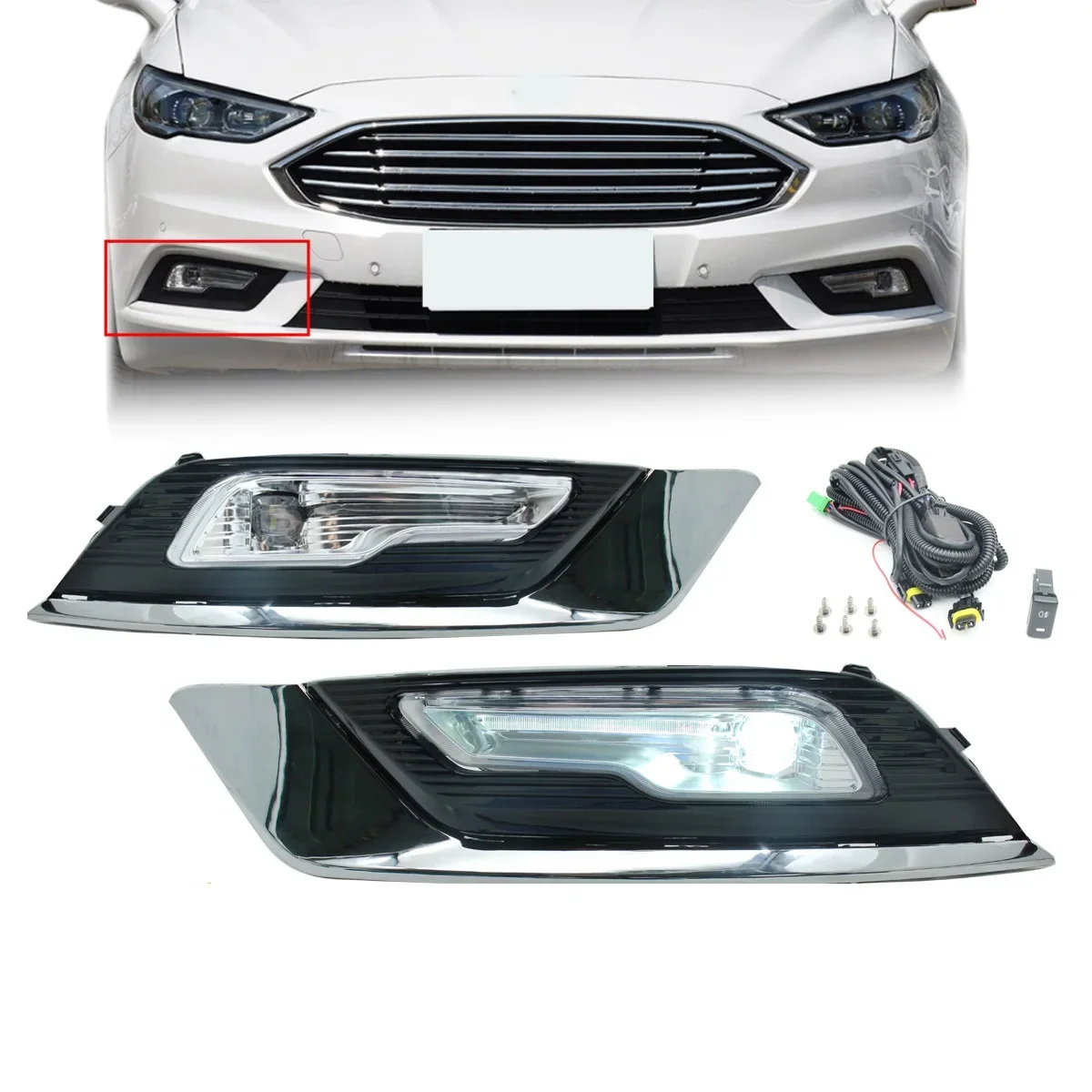 Front Bumper Foglight Fog lights day light for Mondeo Fusion 2016 2017 2018