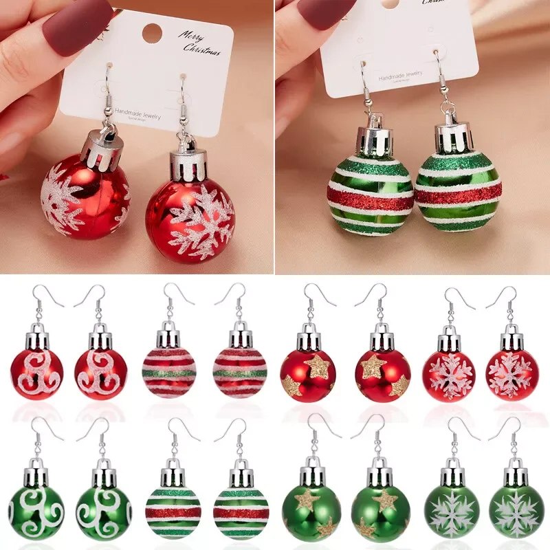 Christmas Snowflake Star Ball Bulb Earrings Hook Drop Dangle For Women Xmas Fashion Party Jewelry Gift 2024