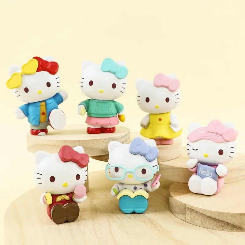 Sanrio Hello Kitty Linda serie Semana Personaje de Anime muñeca periférica Linda decoración de la habitación de escritorio adornos regalos de cumpleaños