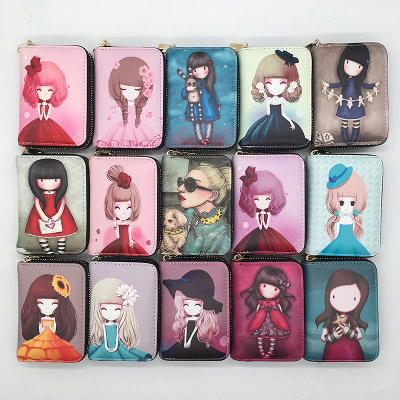 Dompet Mini Tempat Kartu Identitas Wanita Fashion Dompet Klip Uang Kecil Lucu Kualitas Tinggi Kulit PU Dompet Pendek Koin Anime