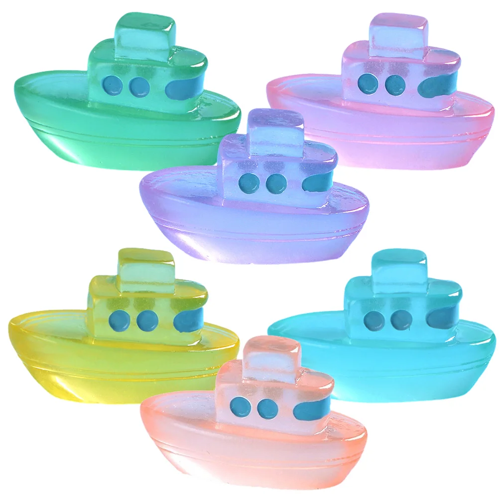 

6 Pcs Micro Landscape Cruise Ship Decoration Miniature Resin Boat Feeder Tiny Decors Figurines Desktop Birdbath