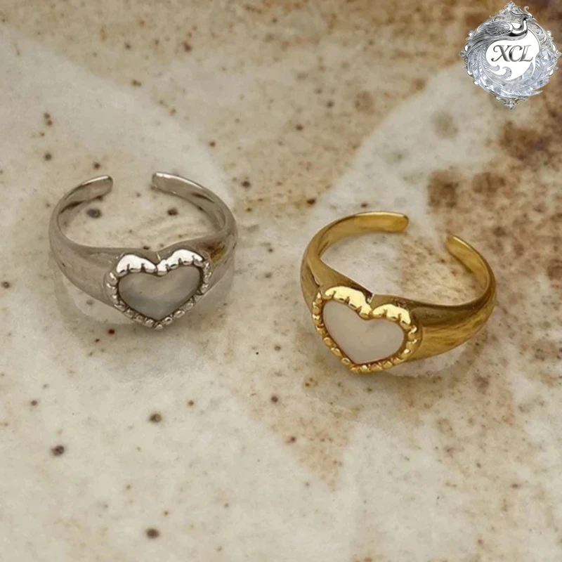 

Новое кольцо XCL из стерлингового серебра 925 пробы с открытой формой, в виде сердца и ракушки, в стиле INS, простое, индивидуальное, нестандартное, классическое, ретро, аксессуар, подарок