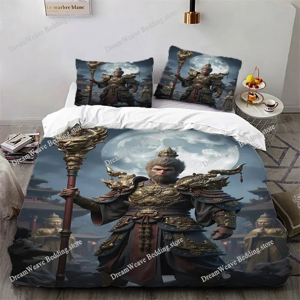 

Black Myth Wukong Quilt Cover Bedding Set,Children's Soft Bed Cover,Single Double Full King Bed King Bed Set Home Textileextile