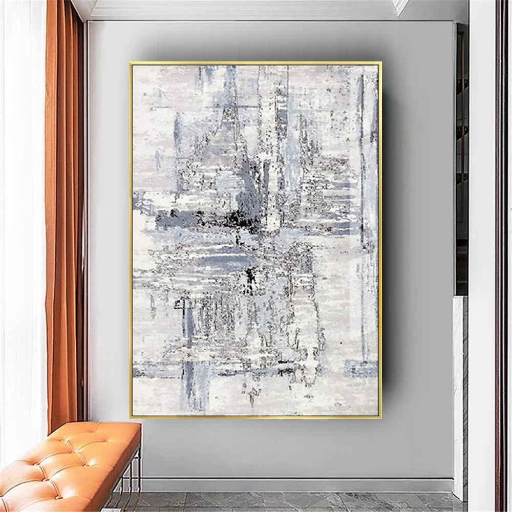 

Contemporary Artist Handmade oil paintings white with grainy textured Wall Art picture on canvas indoor wall Painting Home Decor