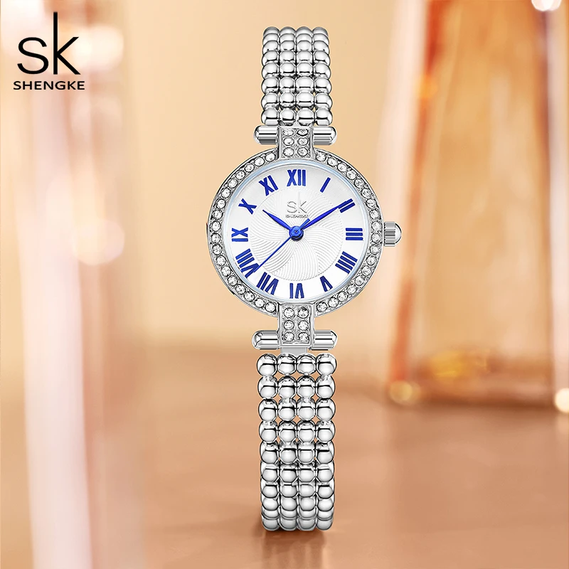 Shengke Fashion Ladies Watches Waterproof Top Brand SK Quartz Silver Clock Women Elegant Design Dress Wrist Watch Reloj Mujer